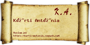 Kürti Antónia névjegykártya